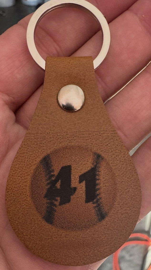 round leather keychain