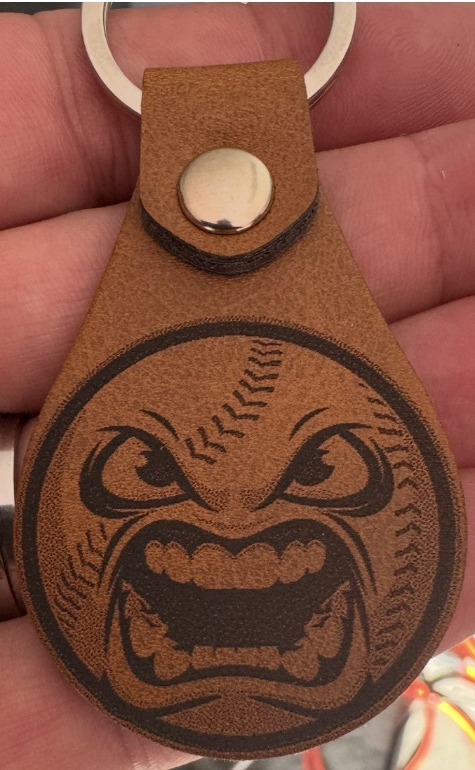 round leather keychain